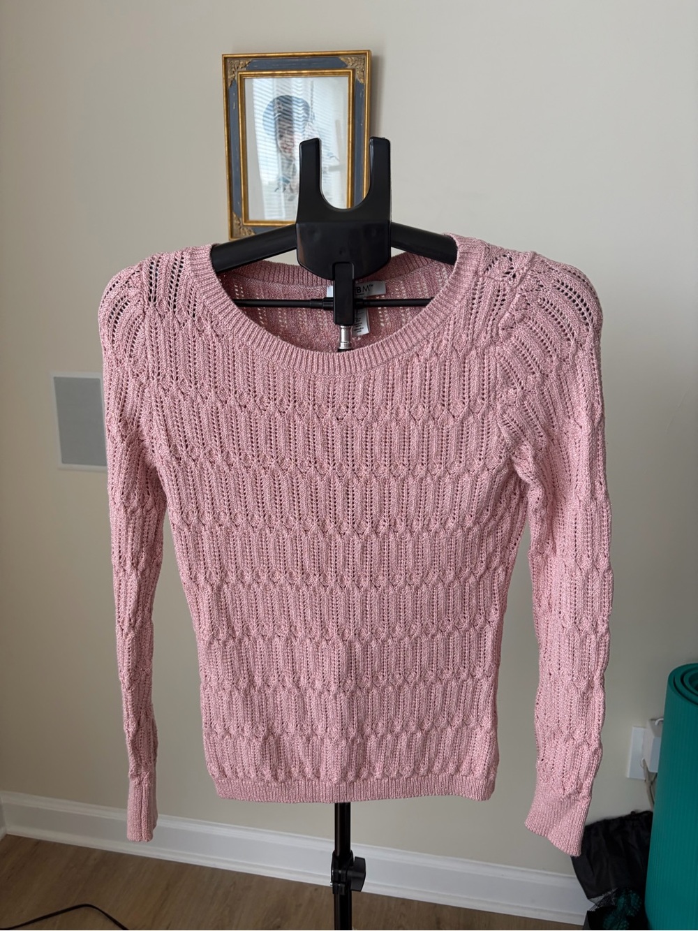 WHBM Pink Metallic Open Knit Sweater Women's S